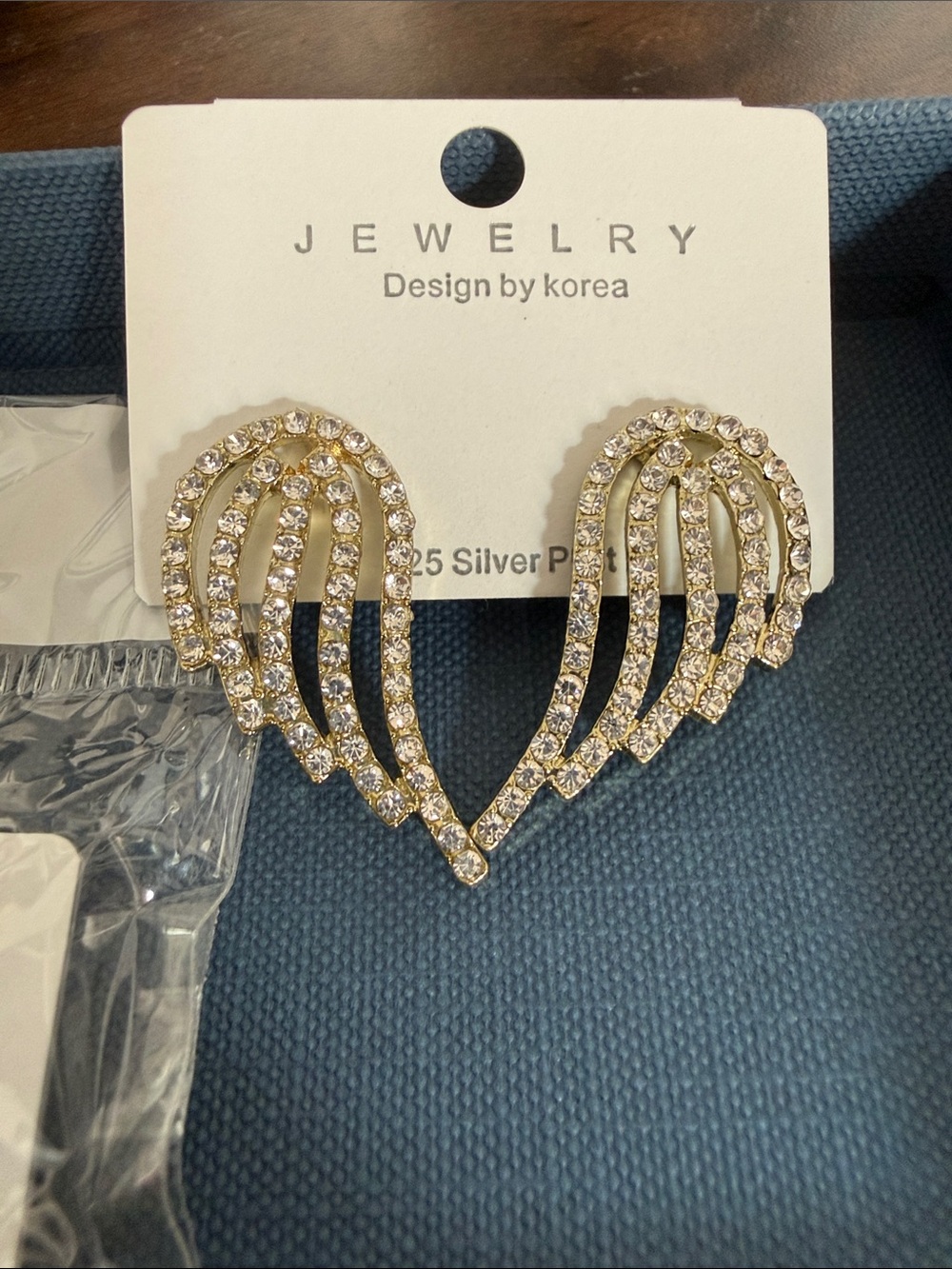 NEW Oceanus *Gold* Crystal Angel Wing Earrings